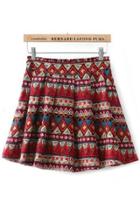 Oasap Ikat-print Pleated Mini Skirt
