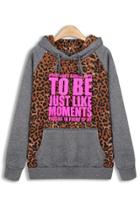 Oasap Street-chic Leopard Fleece Hoodie