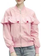 Oasap Women's Fashion Solid Zipper Bomber Jacket With Flounce