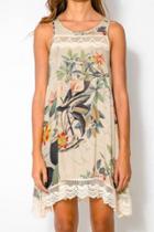 Oasap Artistic Floral Print Sleeveless Shift Dress