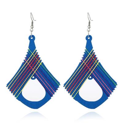 Oasap Wooden Geometris Shape Design Earrings