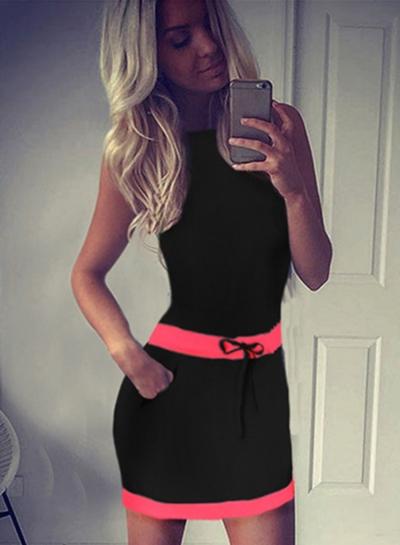 Oasap Fashion Sleeveless Drawstring Waist Bodycon Dress