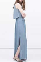 Oasap Solid Color Sleeveless High Waist Maxi Dress