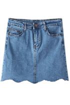 Oasap Women's Fashion Ripped Hemline Bodycon Mini Denim Skirt