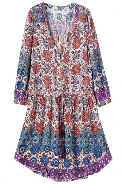 Oasap Dazzling V Neck Three Quarter Sleeve Dress