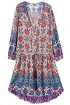 Oasap Dazzling V Neck Three Quarter Sleeve Dress