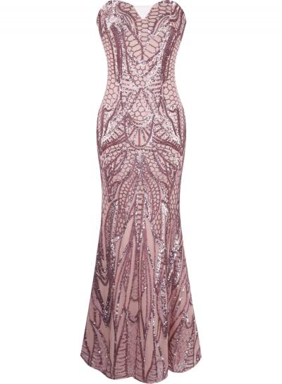 Oasap Sequin Trim Fishtail Gown Prom Dress