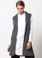 Oasap Solid Color Single Button Loose Vest