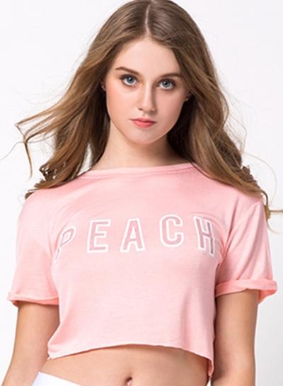 Oasap Letter Graphic Crop Top Knit Tee