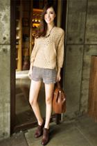 Oasap Simple Style Check Print Knitted Short