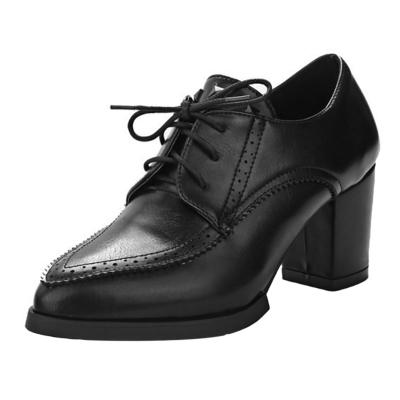 Oasap Pointed Toe Block Heels Lace Up Rivet Shoes