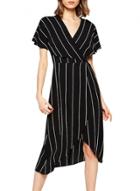 Oasap Women's Elegant Color Block V Neck Asymmetric Dress