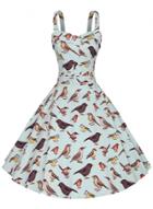 Oasap Sleeveless Bird Printed Swing Midi Dress