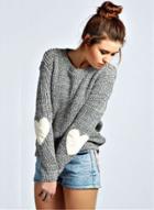 Oasap Fashion Heart Loose Fit Pullover Knit Sweater