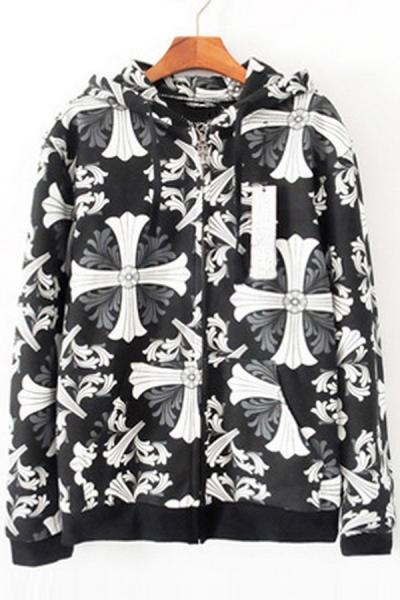 Oasap Retro Pattern Fleece Hoodie