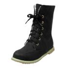 Oasap Flat Heels Round Toe Lace Up Winter Boots