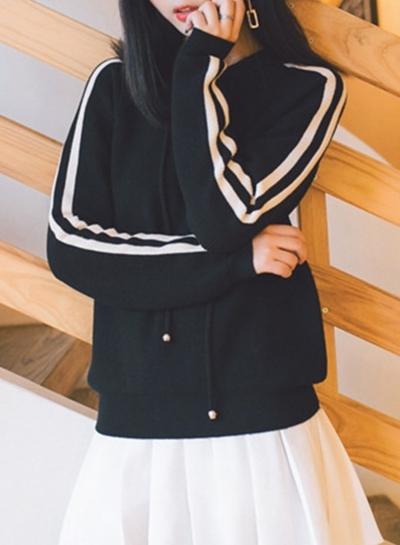 Oasap Fashion Stripe Long Sleeve Knit Sweater