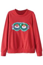 Oasap Embroidered French Terry Sweatshirt