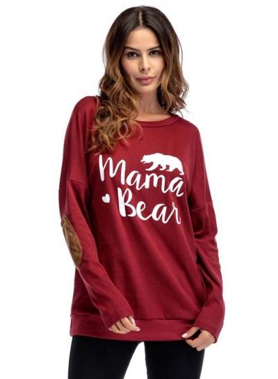 Oasap Round Neck Batwing Sleeve Printed Tee Shirt