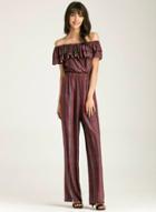 Oasap Off Shoulder Short Sleeve Striped Jumpsuit