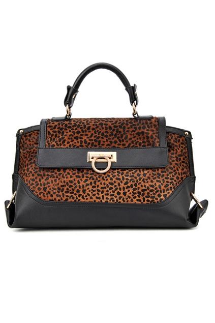 Oasap Horse Hair Leopard Shoulder Bag