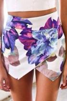 Oasap Swing Floral Print Wraped Mini Skirt