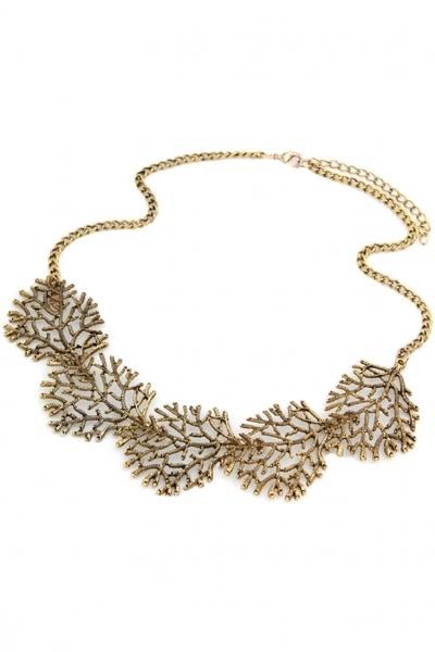 Oasap Antique Foliage Collar Bib Necklace