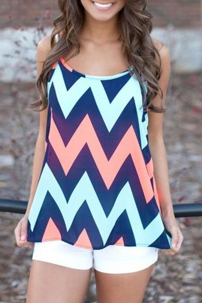Oasap Colorful Chevron Pattern Cami Blouse