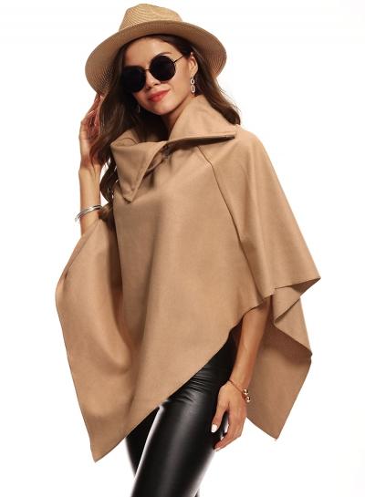 Oasap High Neck Half Sleeve Asymmetric Design Cloak Design Coat