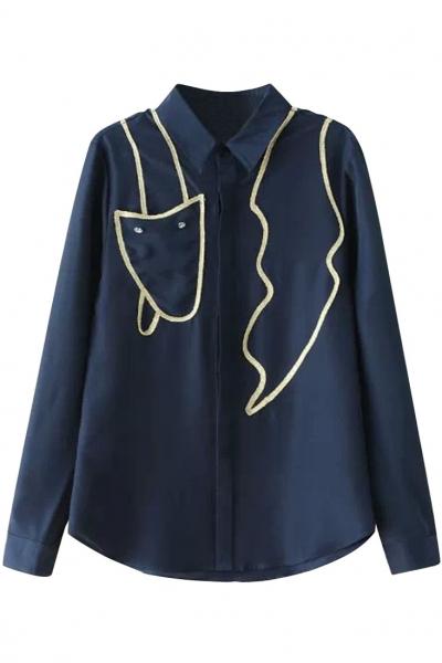 Oasap Demure Sequined Thread Chiffon Blouse