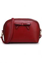 Oasap Candy Color Bowknot Pu Leather Handbag