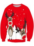 Oasap Christmas Reindeer Snow Printed Pullover Sweatshirt