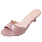 Oasap Pu Leather Solid Kitten Heel Sandals