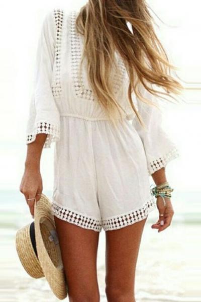 Oasap Fabulous V Neck Hollow Out Romper