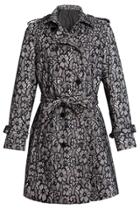Oasap Women Floral Lace Double Breasted Tie Waist Trench Coat
