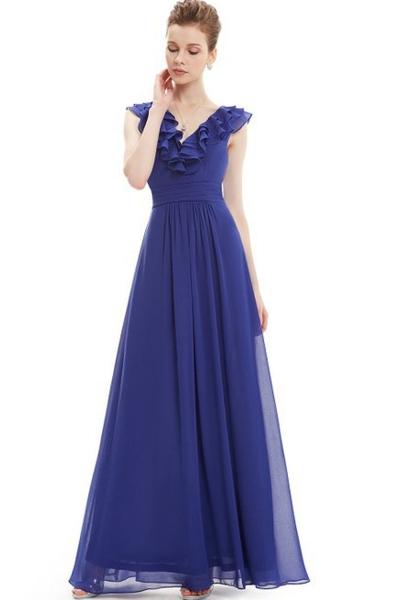 Oasap Women's Double V-neck Ruffles Empire Waist Evening Dress