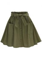 Oasap High Waist Solid Color A-line Skirt