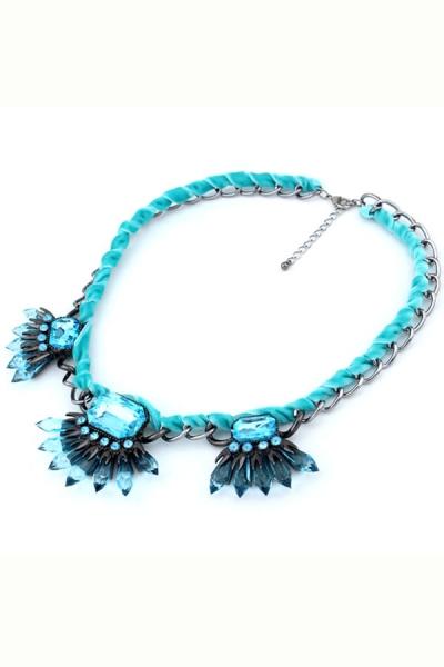 Oasap Solid Faux Stone Braided Bib Necklace