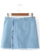 Oasap Fashion Solid Denim Mini Skirt With Tassel