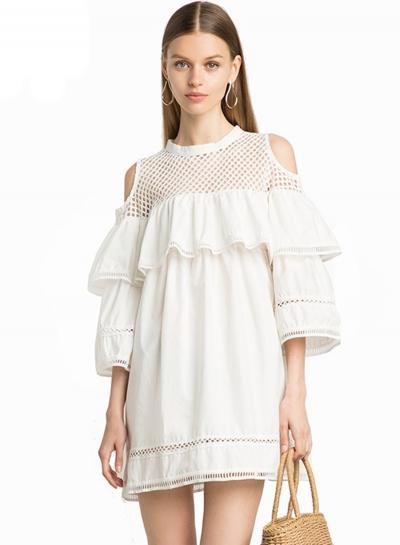 Oasap Loose Off Shoulder Flounce Hem Dresses