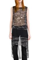 Oasap Women's Fashion Sleeveless Stripe Print High Low Dress