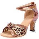 Oasap Open Toe Leopard Buckle Strap Medium Heels Dance Shoes