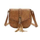 Oasap Vintage Pu Leather Small Shoulder Bag With Tassel