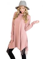 Oasap Turtleneck Long Sleeve Tassels Decoration Tee Shirt