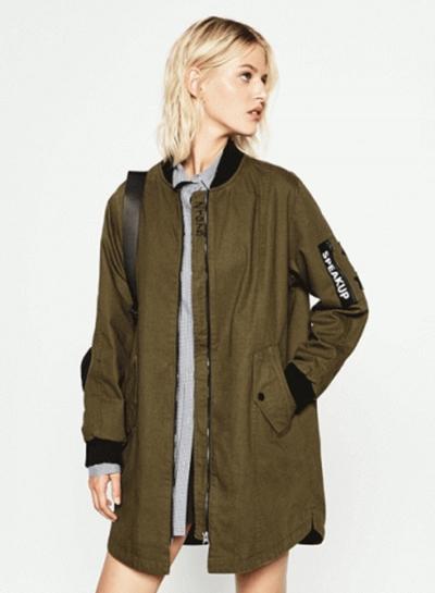 Oasap Women's Boyfriend Style Band Collar Bomber Jacket