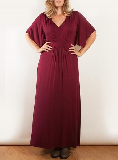 Oasap Plus Size V Neck Short Sleeve Maxi Dress