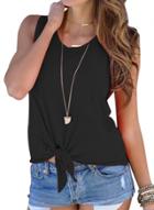 Oasap Black Tie Front Round Neck Tank Top