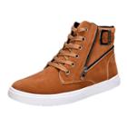 Oasap Buckle Strap Zipper Detail Round Toe High Top Shoes