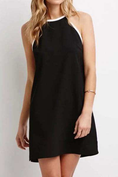 Oasap Demure Black Halter Neck Dress