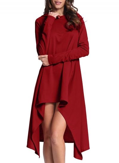Oasap Long Sleeve Hooded High Low Dress